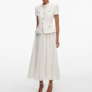 Self-Portrait cream Dress with pleated skirt